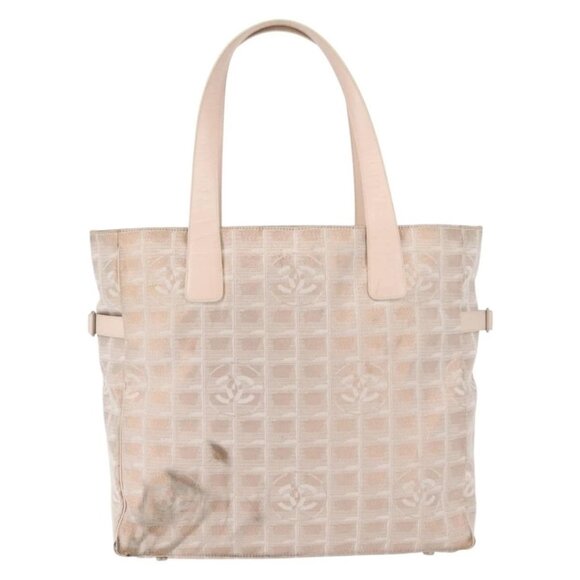 CHANEL New Travel Line Tote Bag Canvas Pink CC Auth BA5609 - Picture 2 of 16